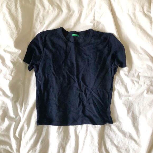 UNITED COLOURS OF BENETTON NAVY CROP TOP - Picture 1 of 5